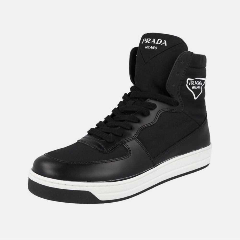 Prada Men's Black and White High-Top Sneakers size 36(6) - Picture 4 of 11
